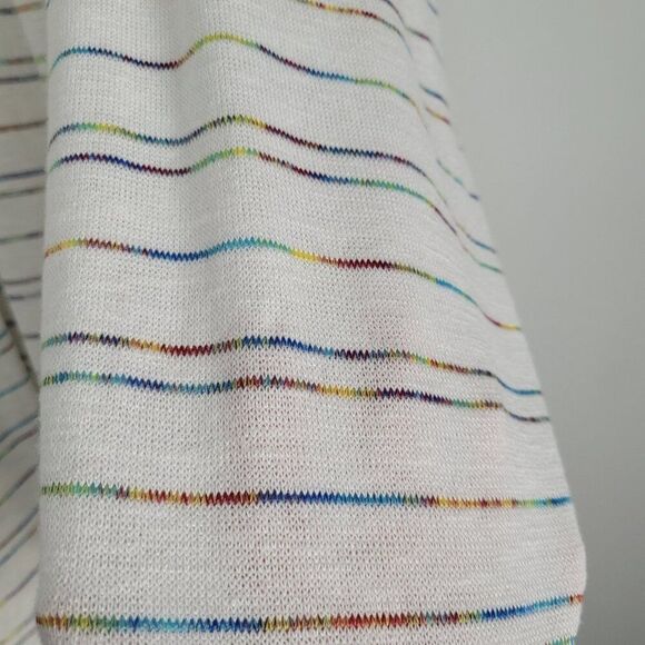 Torrid Cardigan Dolman Sleeve Long Open Front White Rainbow Multi Stripe Size 0X - Picture 10 of 13